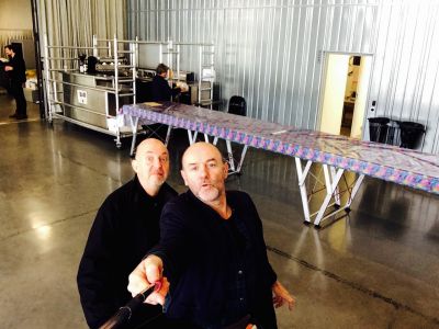 Thierry Poquet et Jacques Bonnaffé, selfie avec perche